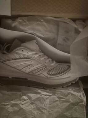 White Mesh & Leather Athletic Sneaker